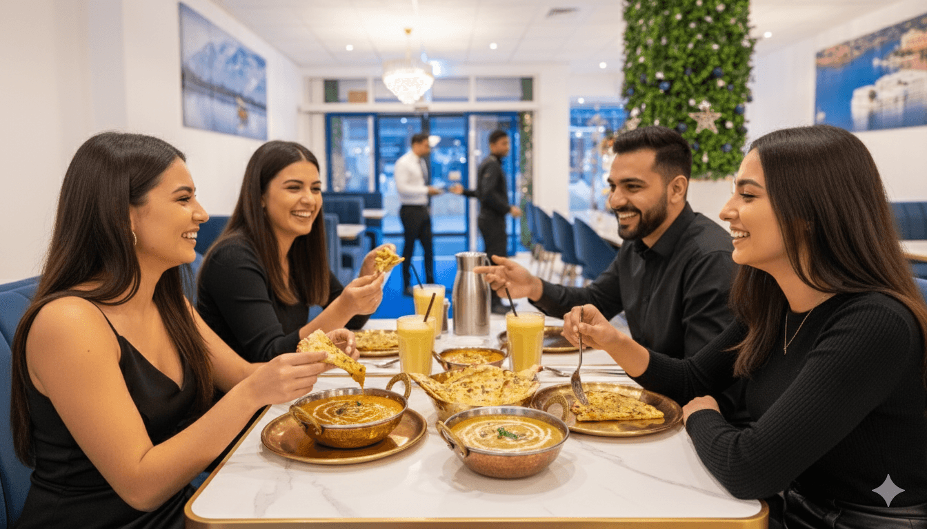 Guests enjoying dinner at Chopras Indian Restaurant Den Haag