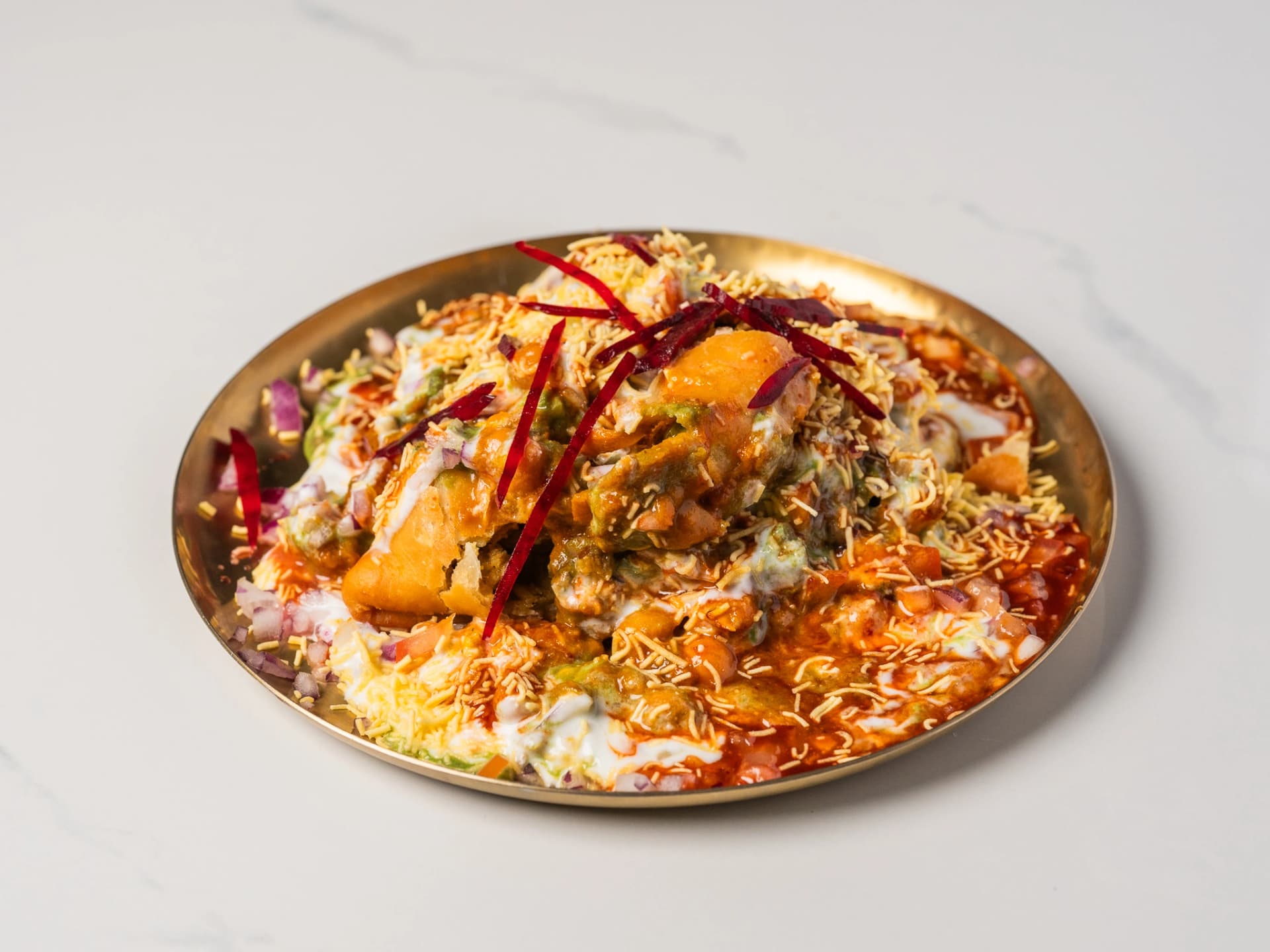 Veg Samosa Chaat at Chopras Indian Restaurant Den Haag